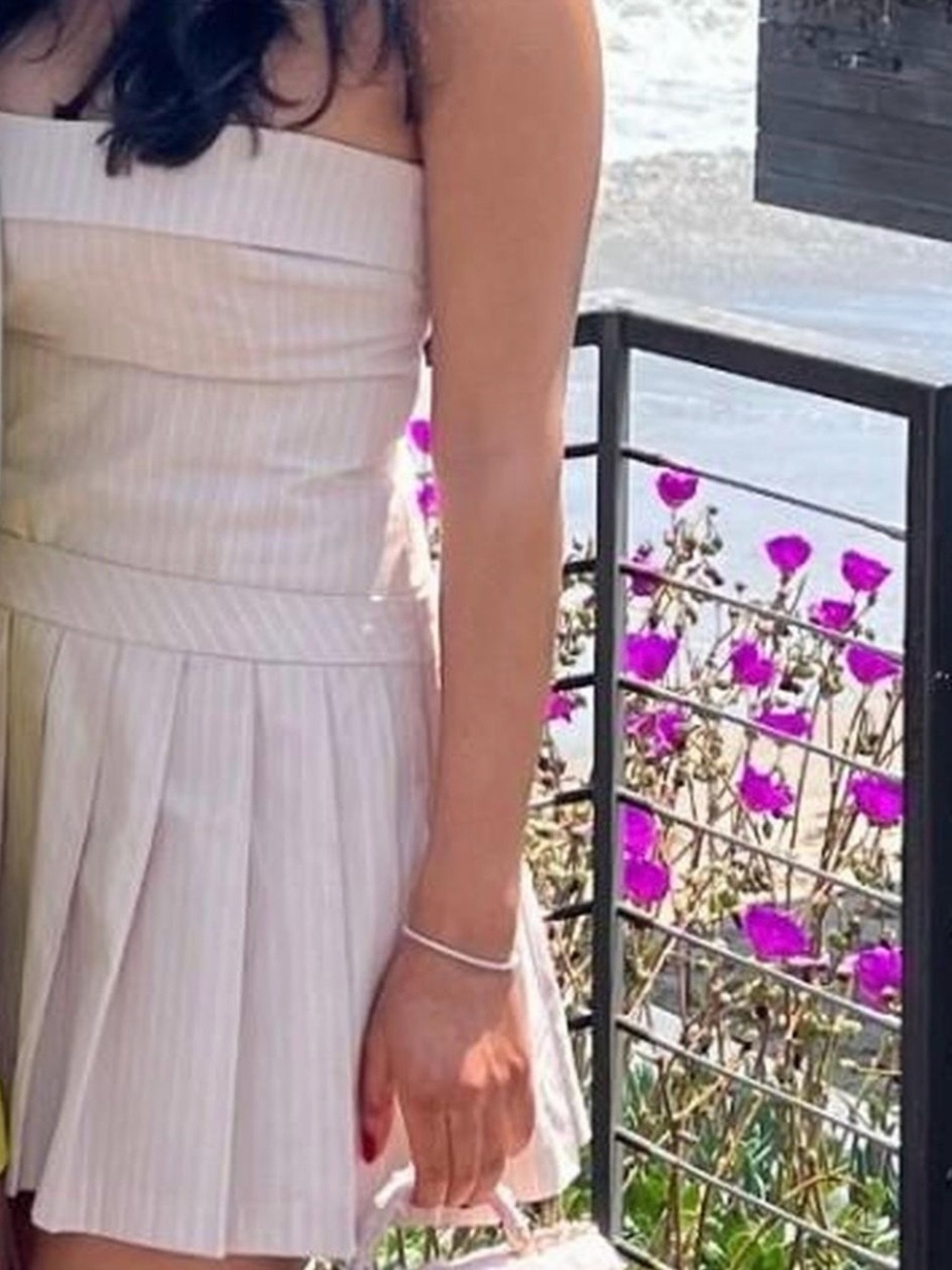 Zara White Strapless Pleated Mini Dress